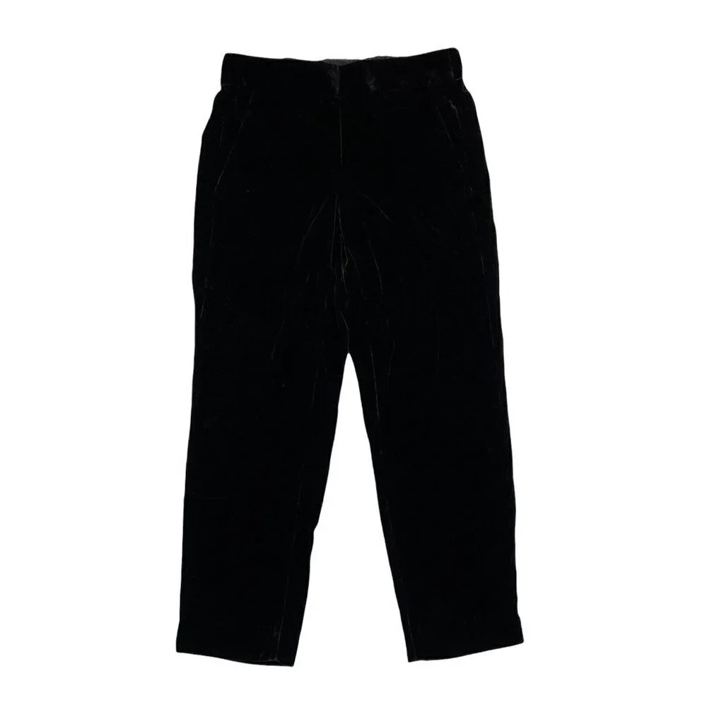 J. Crew Solid Black Velvet Slim Straight Leg Pull On Easy Pants